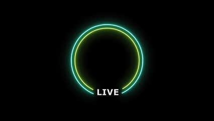 Circle live streaming neon text frame illustration box frame neon frame live streaming game live Stream overlay illustration for live streaming images
