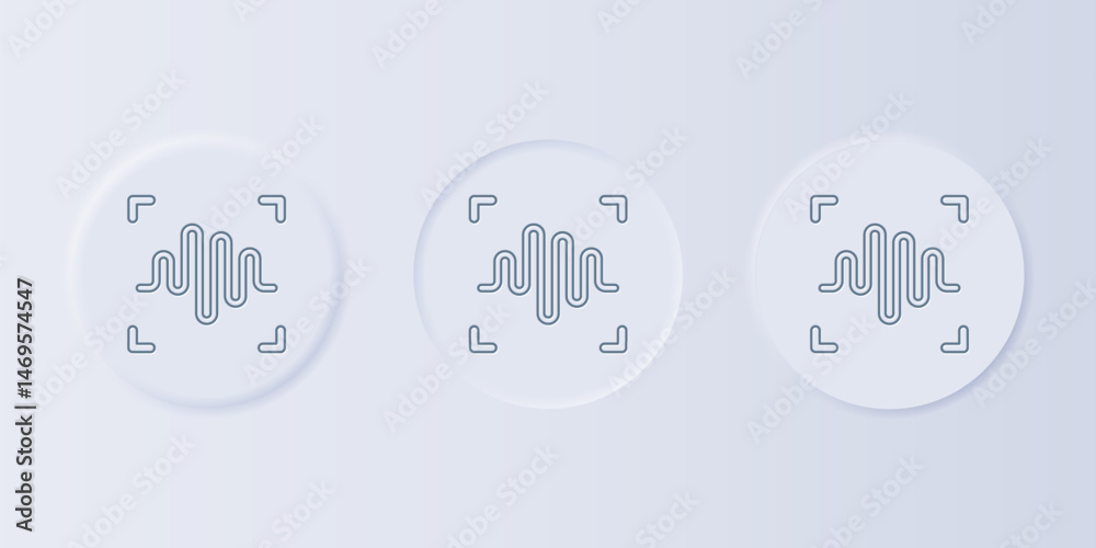 Poster grey voice recognition icon isolated on grey background. voice biometric access authentication for p