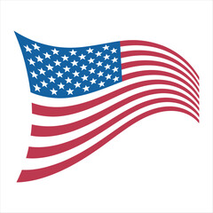 Fototapeta premium Waving american flag illustration with stars and stripes on a white background