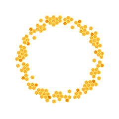 Honeycomb pattern forming a circular frame with vibrant yellow tones