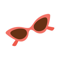 Retro red sunglasses. Stylish summer accessory. Isolated vector on white.