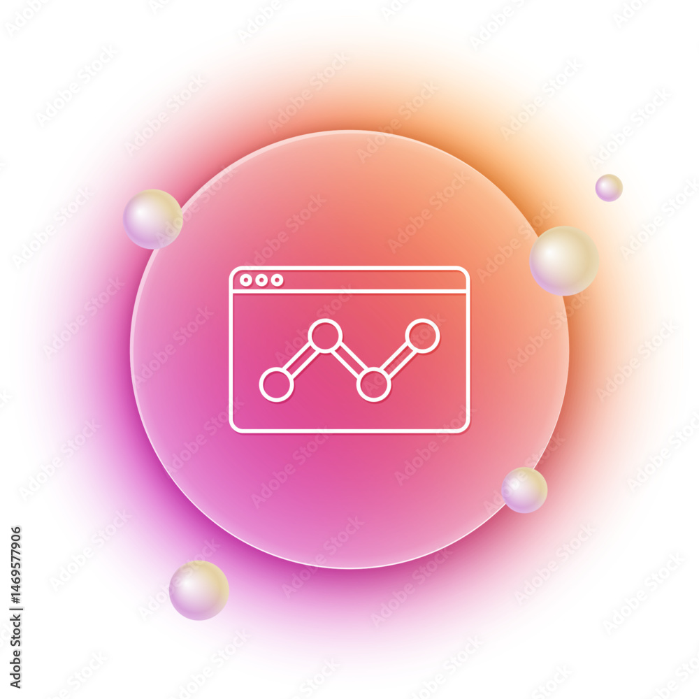 Poster white web analytics information and development website statistic icon isolated on white background.