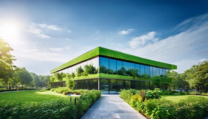 Obraz premium modern green building showing sustainable architecture and urban gardening