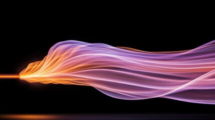 Elegant speed trails of purple neon light sweeping over a high-end black background