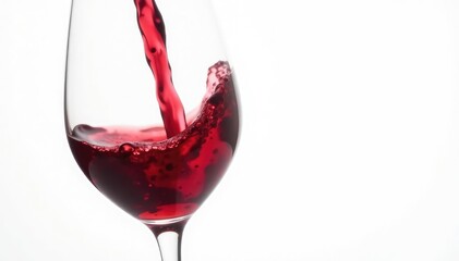 Rich red wine poured, swirling in glass against bright white , wine glass, delicious, drink