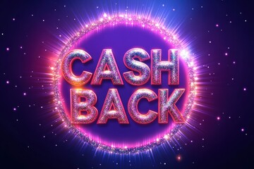 Sparkling emblem of cashback rewards with vibrant effects shining bright