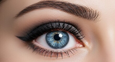 Obraz premium 3d cute cartoon illustration, a young womans striking blue eye, magnified in a breathtaking macro shot, the eye is the focal point of the position