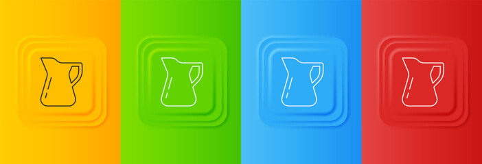 White Bottle of olive oil icon isolated on colorful background. Jug with olive oil icon. Set icons in square buttons. Vector