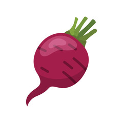 Beetroot vegetable with leaves icon in flat style. Beet plant vector illustration on isolated background. Healthy food sign business concept.