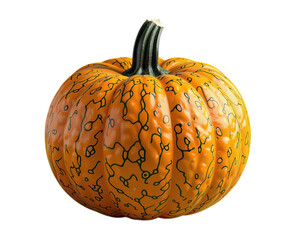 Orange Pumpkin with Black Cracks, Isolated Transparent Background