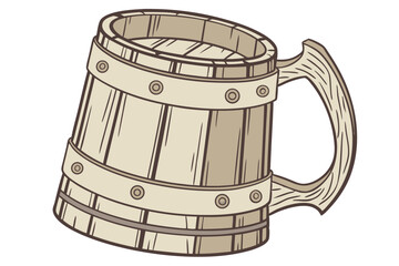 108 wooden beer mug, medieval style drinking vessel, old-fashioned oak tankard, rustic wooden cup with handle, hand-crafted wooden beer stein