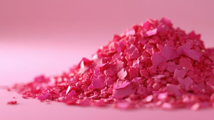 Obraz premium Fresh pink rose petals scattered randomly over a smooth monochrome pink texture