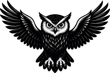 Obraz premium Owl vector black silhouette print design
