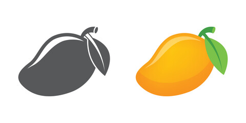 Fresh mango fruit icon in flat style. Tropical plant vector illustration on isolated background. Healthy food sign business concept.