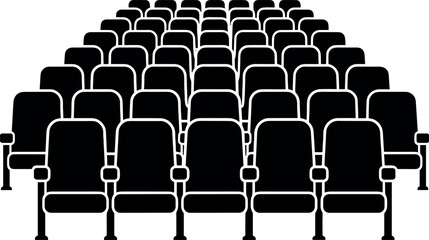 Cinema Seats vector black silhouette print design