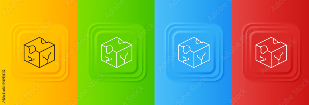 Poster white isometric cube icon isolated on colorful background. geometric cubes solid icon. 3d square sig