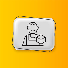 Black Graphic designer icon isolated on yellow background. Silver rectangle button. Vector