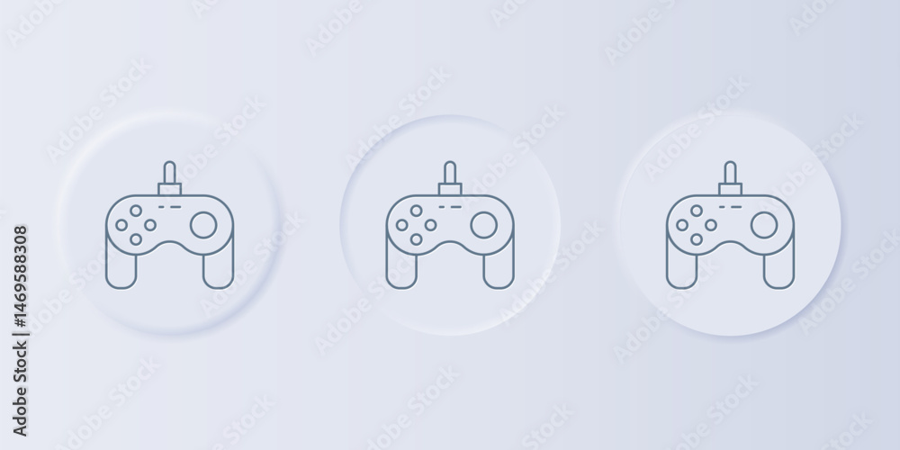 Poster grey gamepad icon isolated on grey background. game controller. set icons in square buttons. vector