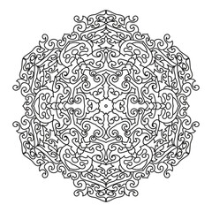 Mandala Coloring Page for Adults | Intricate Floral Pattern | Black and White Vector Design
