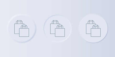 Grey Paper shopping bag icon isolated on grey background. Package sign. Set icons in square buttons. Vector