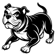 Running Bulldog black silhouette vector illustration isolated on a transparent background