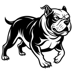 Running Bulldog black silhouette vector illustration on transparent background