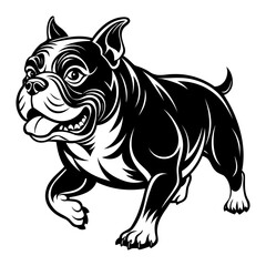 Running Bulldog black silhouette vector illustration isolated on a transparent background