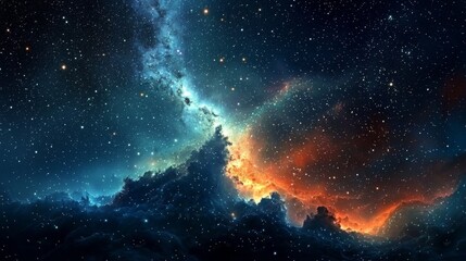 Fototapeta premium A breathtaking view of a starry night sky in a pristine landscape.