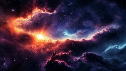 Fototapeta premium Explore the breathtaking colors of the cosmos with this mesmerizing nebula.