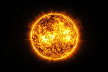 Obraz premium Sun flare on black background creates a striking minimalist display of solar energy