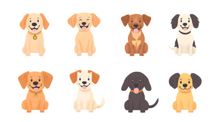 Fototapeta premium Cheerful adult dogs of various breeds smiling happily in isolated setting