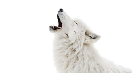 Majestic Howling White Wolf Isolated on Transparent Background