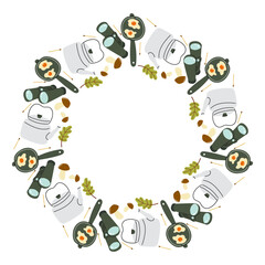 Fototapeta premium Creative circular design with kitchen utensils and ingredients arranged for a cooking theme