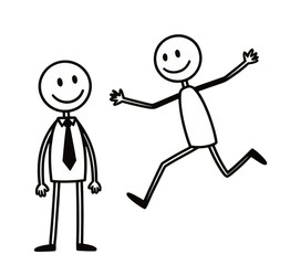 White Stick Figures, Isolated Transparent Background, Minimalist Design Elements