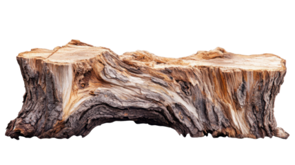 Title: Dead Log Stump Isolated on White Background