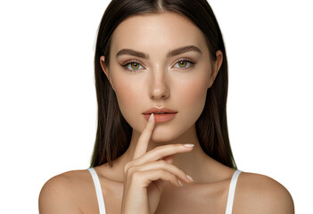 Young Woman Portrait, Isolated Transparent Background, Minimalist Style