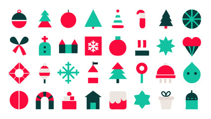 Christmas Themed Decorative Icons and Holiday Objects for Festive Designs