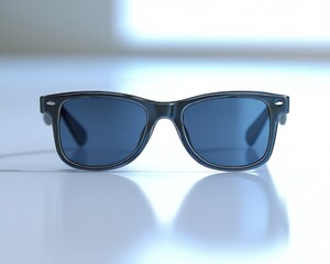 Stylish sunglasses.  Dark frames, blue lenses