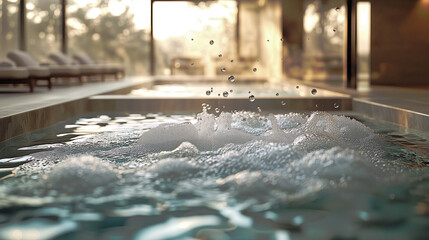 Pool with effervescent bubbles creating a champagne effect