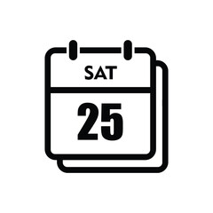 25 saturday icon with white background, calender icon