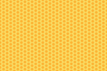 Bright yellow honeycomb pattern fills the background with geometric shapes and textures