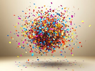 Exploding Colorful Confetti Sphere