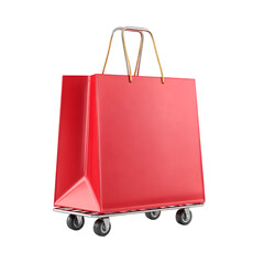 Red Shopping Bag on Wheels Easy Shopping Joyful Purchase