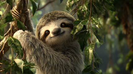 Sloth Hanging From Tree