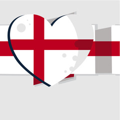 Obraz premium Stylized flag of England with heart – background, banner, template – vector illustration
