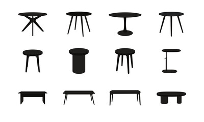 Modern Table Silhouettes Set – Minimalist Furniture Vector Collection