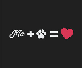 Me plus dog love, Cute and fun dog-themed T-shirt design, perfect for pet lovers and dog owners. Ideal for apparel, gifts, and casual wear.