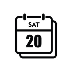 20 saturday icon with white background, calender icon