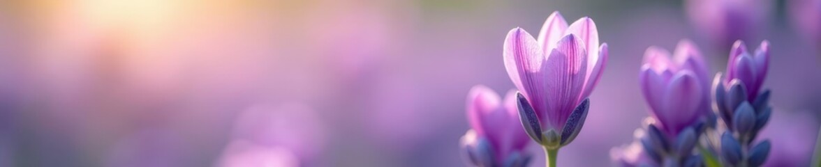 Fototapeta premium Soft, newly opened lavender flowers, delicate petals , closeup, spring