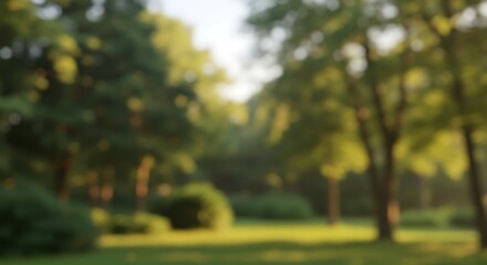 Golden Hour Serenity: Blurred Forest Tranquility AI Generated